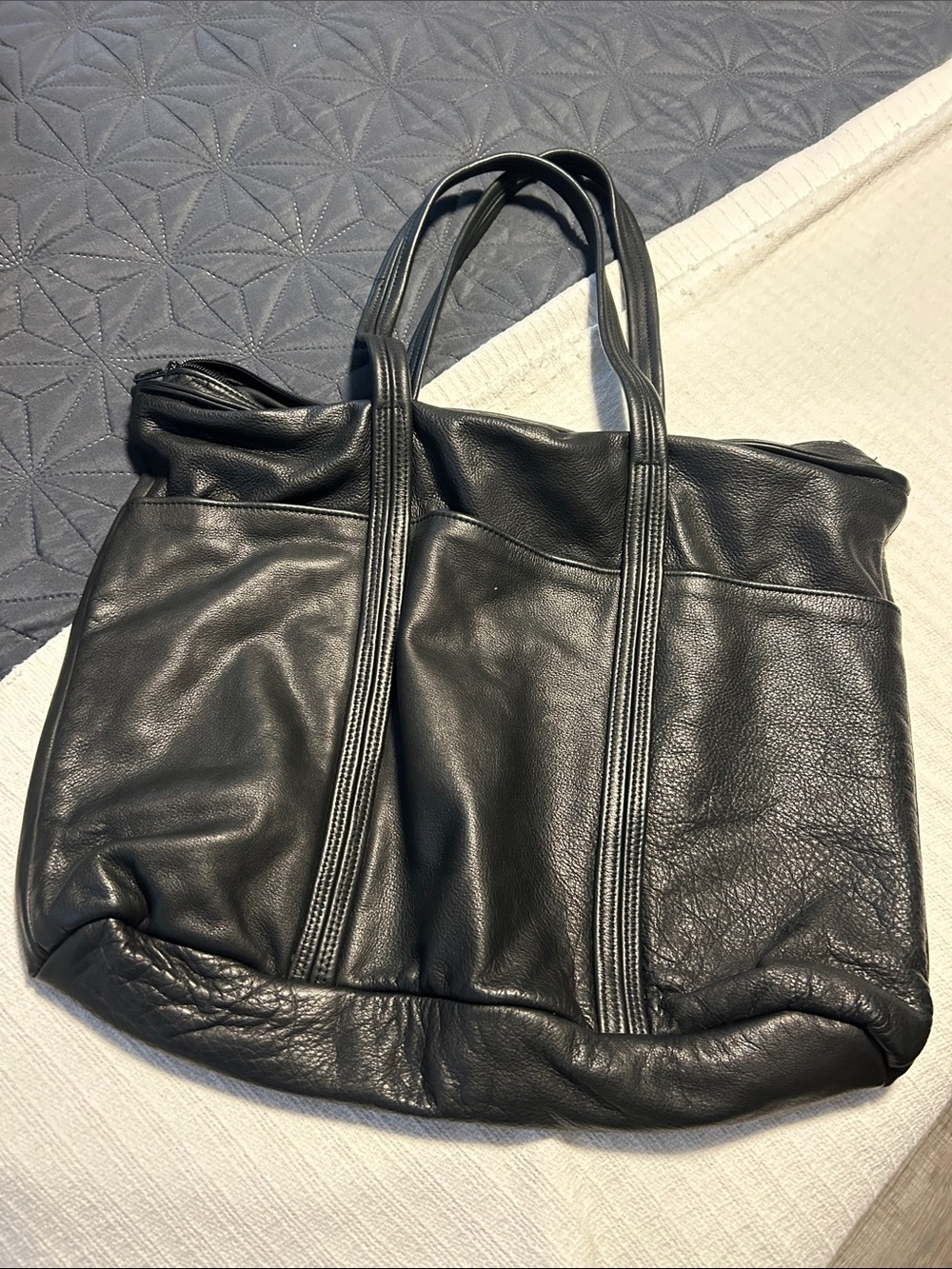 Classic Black Leather Tote